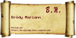 Bródy Mariann névjegykártya